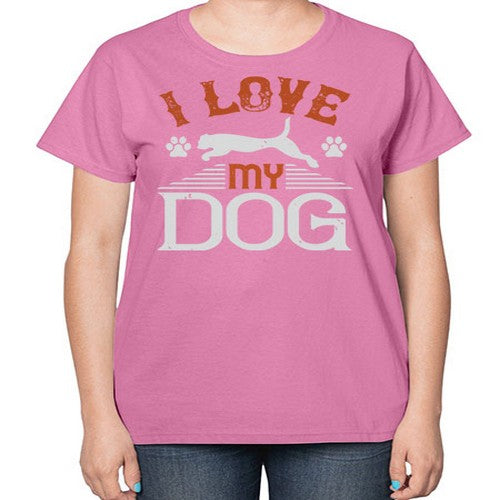 I Love My Dog Style 189# - dogs-  Ladies T-Shirt