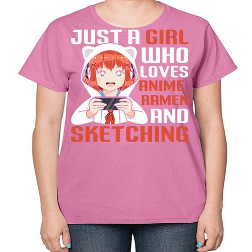 Just a girl who loves anime ramen and sketching260# - anime-  Ladies T-Shirt