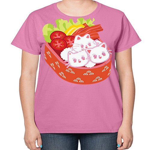 Kawaii Cat Boxed Lunch Anime Anime 266# - anime-  Ladies T-Shirt