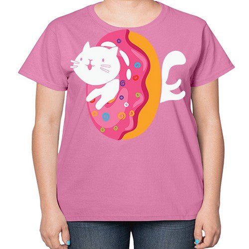 Kawaii Cat Donut Anime Lover Anime 267# - anime-  Ladies T-Shirt