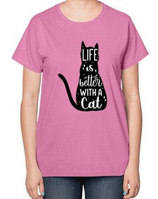 Life Is Better With A Cat Style 98# - cats-  Ladies T-Shirt