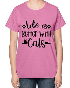 Life Is Better With A Cats Style 99# - cats-  Ladies T-Shirt