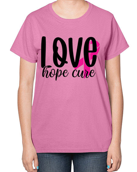 Love Hope Cure 13# - breast cancer-  Ladies T-Shirt