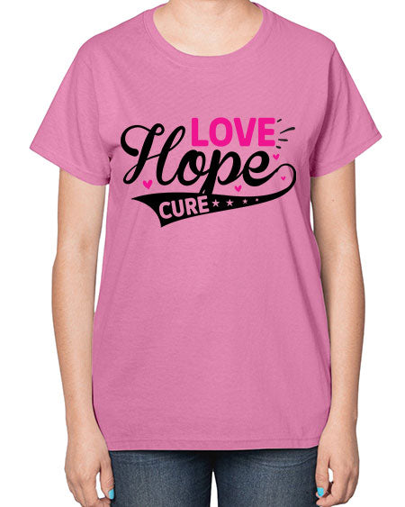 Love Hope Cure 14# - breast cancer-  Ladies T-Shirt