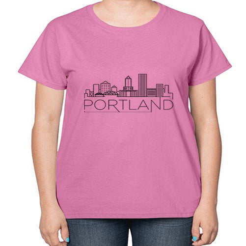 Portland Minimal Skyline 1679# - cities-  Ladies T-Shirt