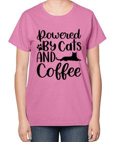 Powered By Cats And Coffee Style 102# - cats-  Ladies T-Shirt