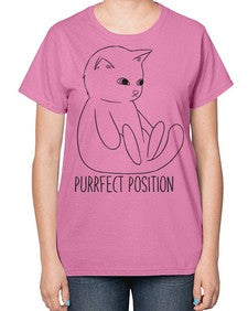Purrfect Position - cats-  Ladies T-Shirt