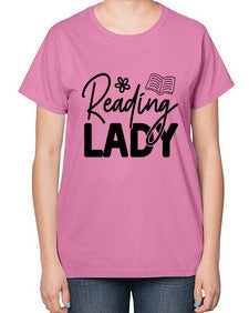 Reading lady 1347# - teacher-  Ladies T-Shirt