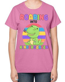 Roaring to Kindergarten Trex 770# - kindergarten-  Ladies T-Shirt