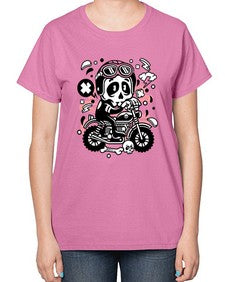 Skull Motocross 1058# - skull and bones-  Ladies T-Shirt