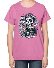 Skull Train 1067# - skull and bones-  Ladies T-Shirt