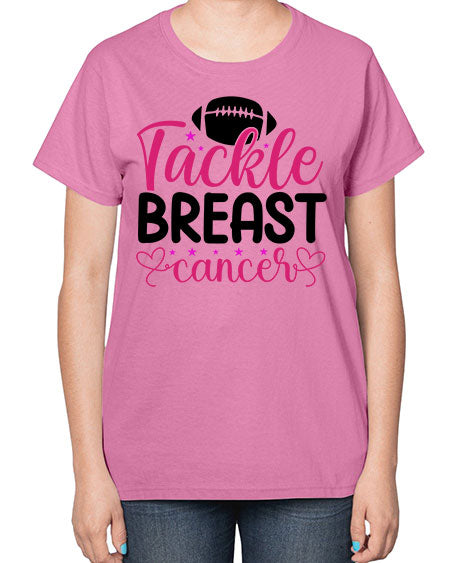 Tackle Breast Cancer 4# - breast cancer-  Ladies T-Shirt