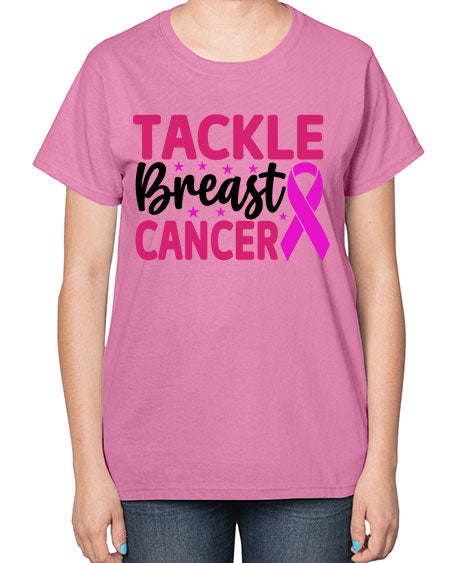 Tackle Breast Cancer 5# - breast cancer-  Ladies T-Shirt