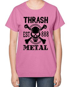 Thrash metal 1171# - skull and bones-  Ladies T-Shirt