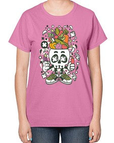Vegetable Skull Head 1195# - skull and bones-  Ladies T-Shirt