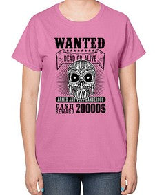 Wanted 1204# - skull and bones-  Ladies T-Shirt