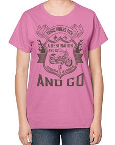 Young riders pick a destination and go old riders pick a dissection and go 84# - motorcycle-  Ladies T-Shirt
