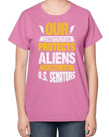 Your constituion protects aliens and drunks 49# - ufo-  Ladies T-Shirt