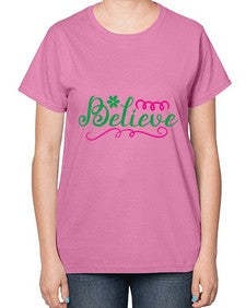 believe 50# - unicorn-  Ladies T-Shirt
