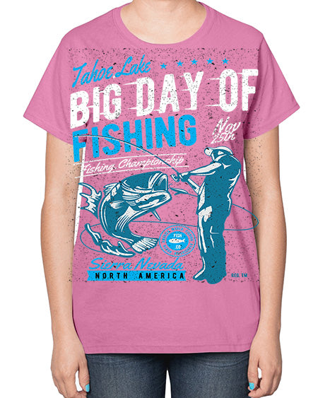 big day of fishing cs 65# - shark-fish-  Ladies T-Shirt