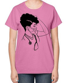 black nurse 3# - black girls or women-  Ladies T-Shirt