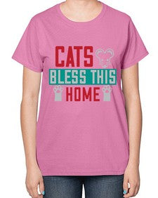 cats bless this home Style 36# - cats-  Ladies T-Shirt