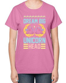 dream big unicorn head 113# - unicorn-  Ladies T-Shirt