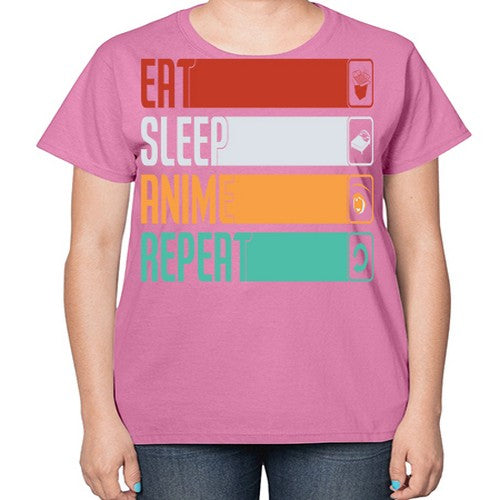 eat sleep anime repeat225# - anime-  Ladies T-Shirt