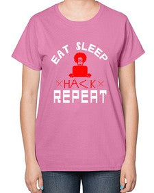 eat sleep hack repeat 48# - computer-  Ladies T-Shirt