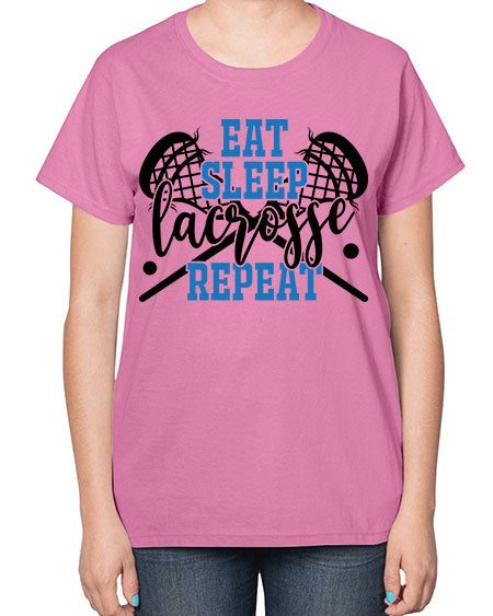 eat sleep lacrosse repeat 15# - lacrosse-  Ladies T-Shirt