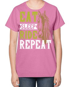 eat sleep ride repeat Style 7# - horse-  Ladies T-Shirt