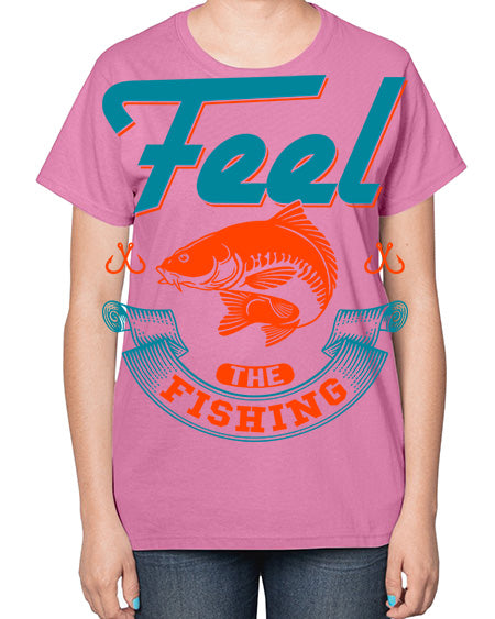 feel the fishing png 83# - shark-fish-  Ladies T-Shirt