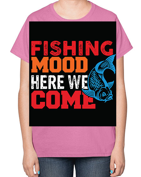 fishing mood here we come png 44# - shark-fish-  Ladies T-Shirt