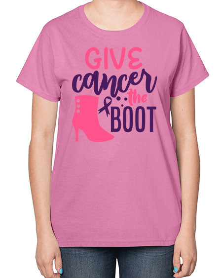 give cancer the boot Style 1# - breast cancer-  Ladies T-Shirt