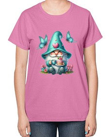 gnome with butterfly 14# - gnome-  Ladies T-Shirt