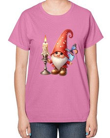 gnome with butterfly 16# - gnome-  Ladies T-Shirt