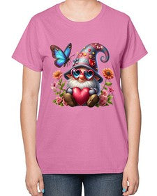 gnome with butterfly 17# - gnome-  Ladies T-Shirt