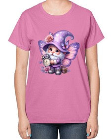 gnome with butterfly 18# - gnome-  Ladies T-Shirt