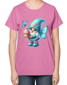 gnome with butterfly 20# - gnome-  Ladies T-Shirt