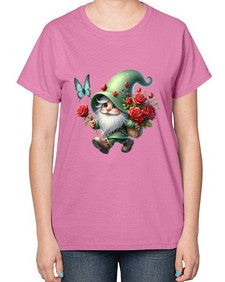 gnome with butterfly 24# - gnome-  Ladies T-Shirt
