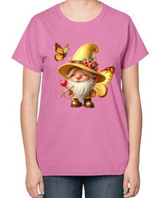gnome with butterfly 27# - gnome-  Ladies T-Shirt