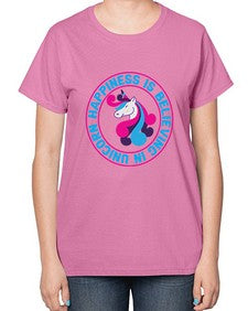 happiness is believing in unicorn 149# - unicorn-  Ladies T-Shirt