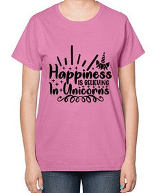 happiness is believing in unicorns 157# - unicorn-  Ladies T-Shirt