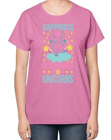happiness is believing in unicorns 163# - unicorn-  Ladies T-Shirt