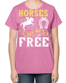 horses set me free Style 39# - horse-  Ladies T-Shirt