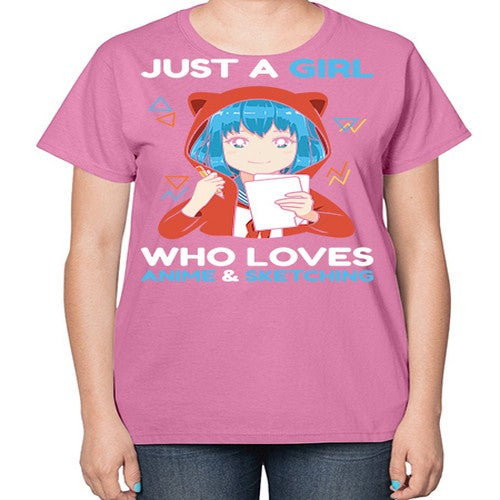 just a girl who loves anime and sketching259# - anime-  Ladies T-Shirt