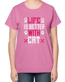 life is better with cat Style 65# - cats-  Ladies T-Shirt