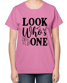look whos one 262# - unicorn-  Ladies T-Shirt