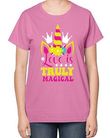 love is truly magical 270# - unicorn-  Ladies T-Shirt