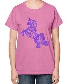 make your own magic colored 283# - unicorn-  Ladies T-Shirt